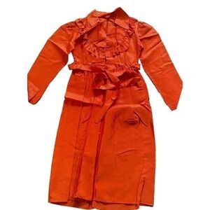 Vintage‎ Child's Girl's 1940s Satin Red Dress Robe Ruffles Silky Sz 2/3 JS